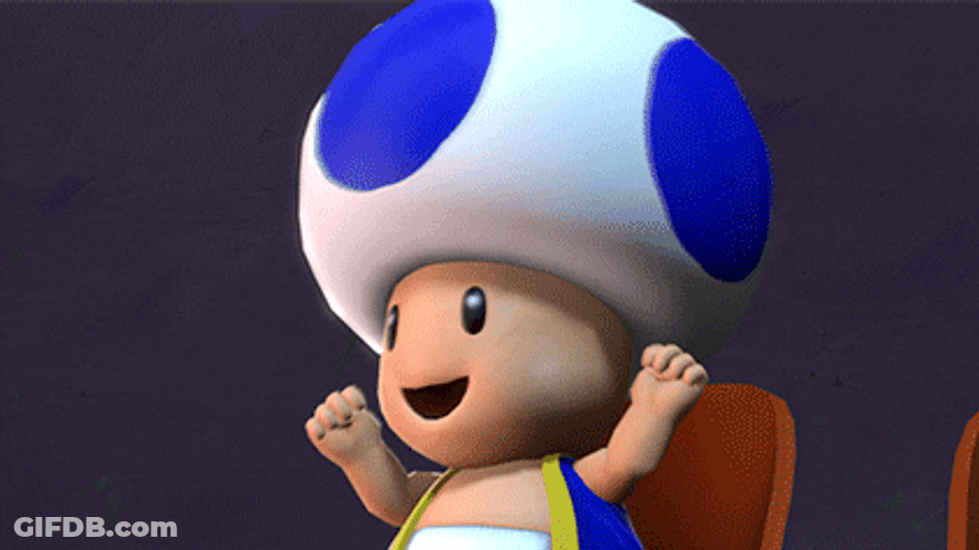 Mario Mushroom Kingdom Toad Happy GIF