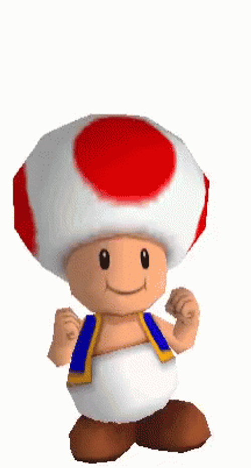 Mario Mushroom Toad Happy Jumping GIF