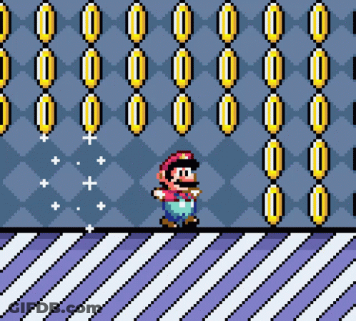 Mario Pixel Art By Gold Coin Wall GIF