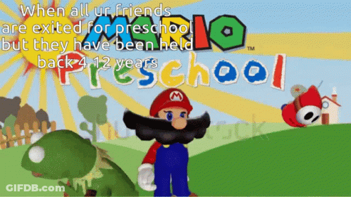 Mario Preschool Poster With Cartoon Character GIF