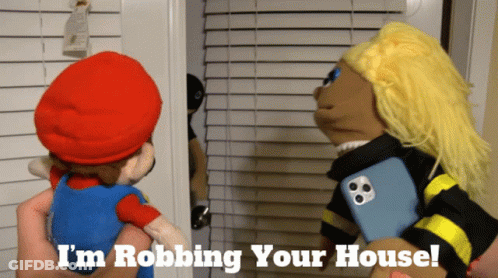 Mario Puppet Saying I'm Robbing Your House GIF