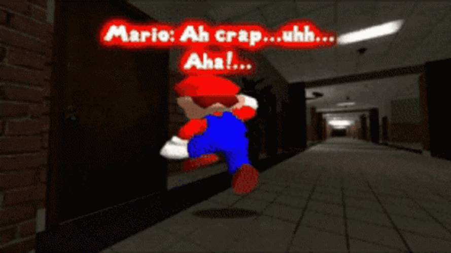 Mario Running Away From Baldi GIF