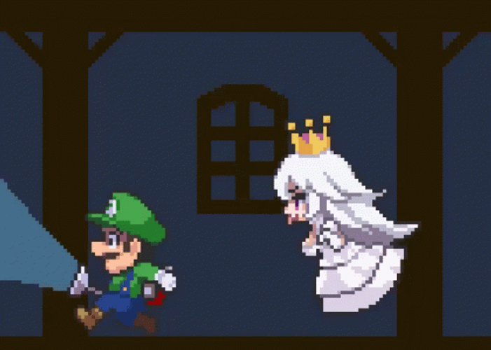 Mario Running Away From Princess King Boo GIF