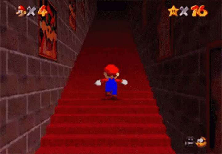Mario Running To Climb Stairs GIF