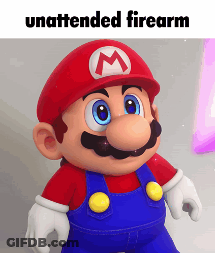 Mario Saying Unattended Firearm GIF