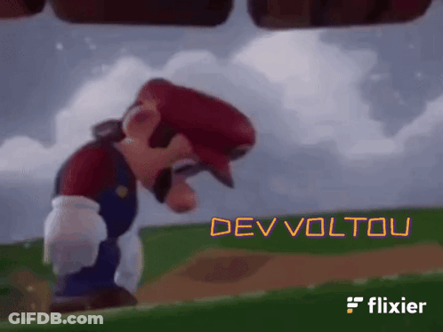 Mario Standing In Field Saying Dev Voltou GIF