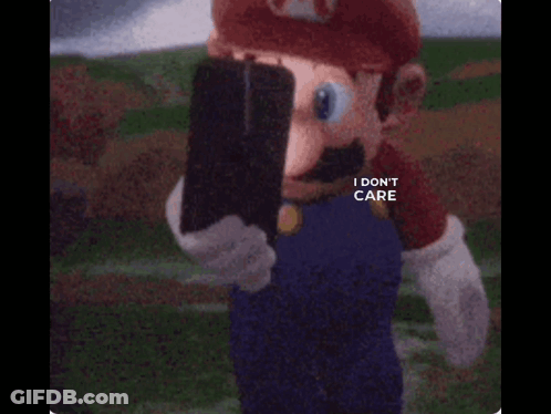 Mario Taking Selfie With I Don't Care GIF