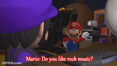 Mario Talking To Girl Do You Like Rock Music GIF