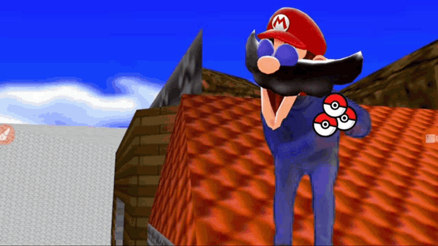 Mario Throwing Pokémon Balls GIF