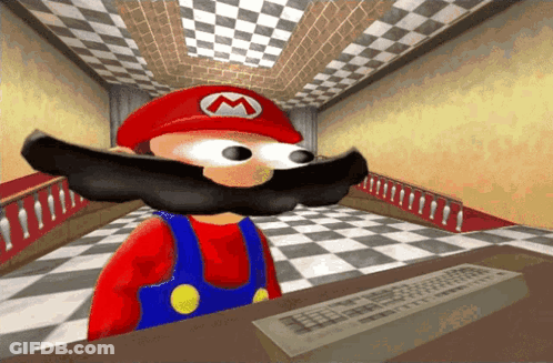 Mario With Large Mustache And Hat With M GIF