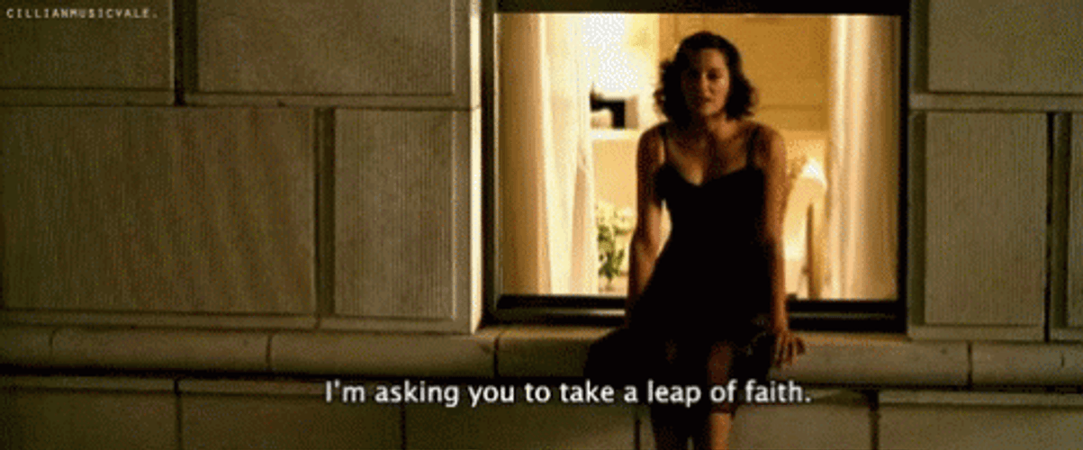 Marion Cotillard Sitting On Window In Inception Movie GIF