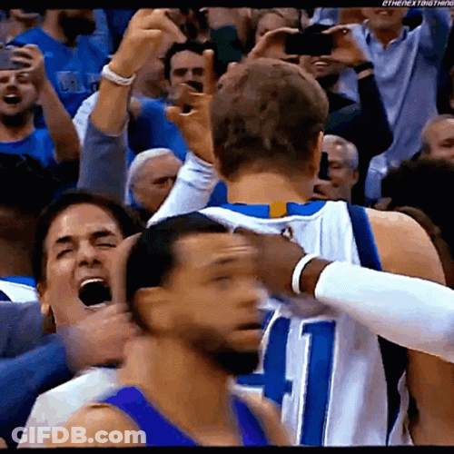 Mark Cuban Dirk Nowitzki Celebrate GIF