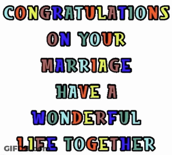 Marriage Congratulations Animated Colorful Text GIF