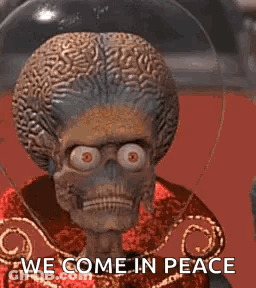 Mars Attacks Cartoon Saying We Come In Peace GIF