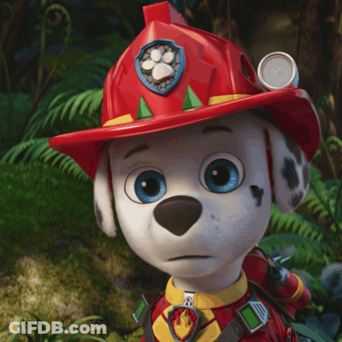 Marshall From Paw Patrol In Red Helmet With Paw Print GIF