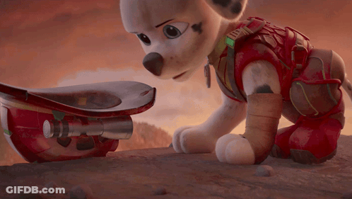 Marshall From Paw Patrol Kneeling Next To Skateboard GIF
