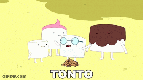 Marshmallows Standing Together With Tonto GIF