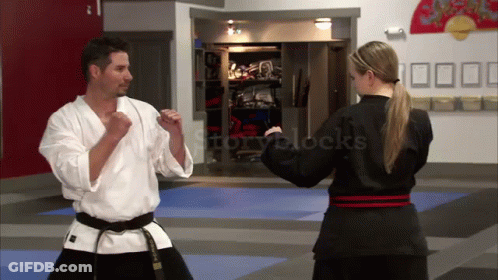 Martial Arts Practice In Gym GIF