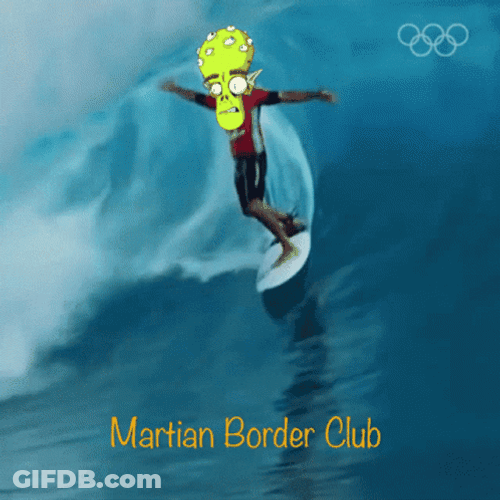 Martian Border Club Surfing Big Waves GIF