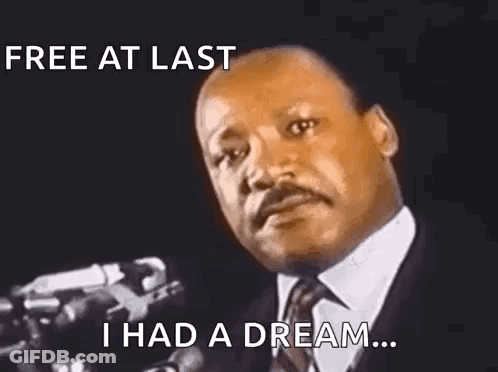 Martin Luther King Jr. Is Giving A Speech And Says Free At Last I Had A Dream . GIF