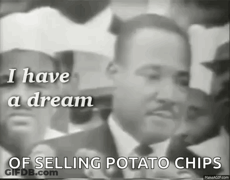 Martin Luther King Jr. Talking To Crowd While Selling Potato Chips GIF