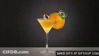 Martini Glass With Orange Slice And Brazilian Flag GIF