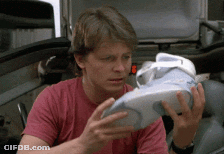 Marty McFly Wear Nike Air Mags Shoes GIF
