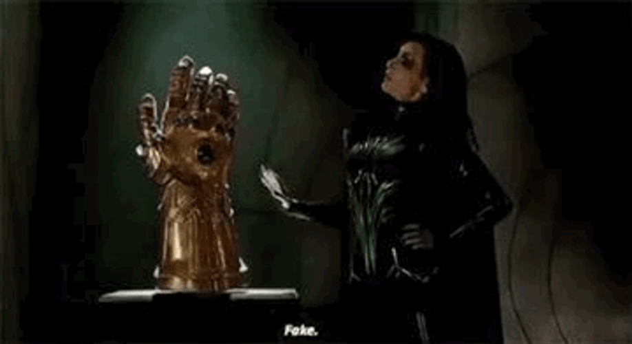 Marvel Hela Pushing Infinity Gauntlet GIF