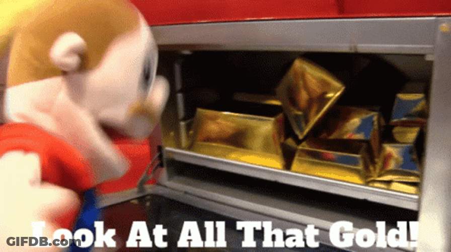 Marvin And Rose Looking At Gold Bars GIF
