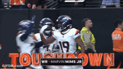 Marvin Mims Jr Celebrating Touchdown GIF