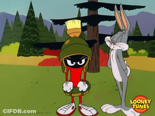 Marvin The Martian And Bugs Bunny From The Looney Tunes Show GIF