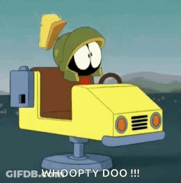 Marvin The Martian Is Driving A Yellow Car And Saying Whoopty Doo !!! GIF