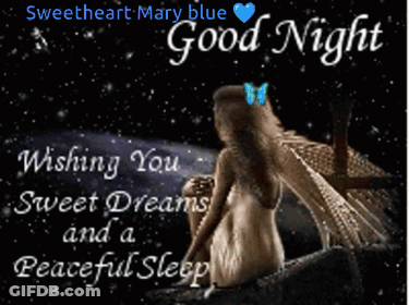 Mary Blue Good Night Card GIF