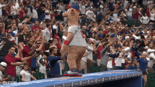 Mascot Cheering For Baseball Team GIF