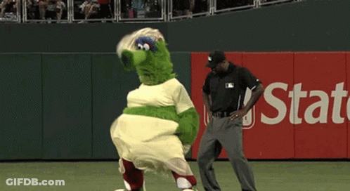 Mascot Dancing On Baseball Field Stat GIF