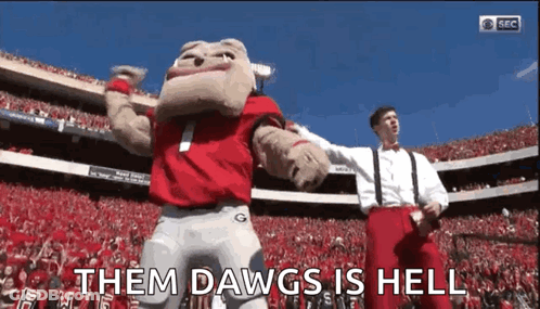 Mascot Dancing Saying Them Dawgs Is Hell GIF