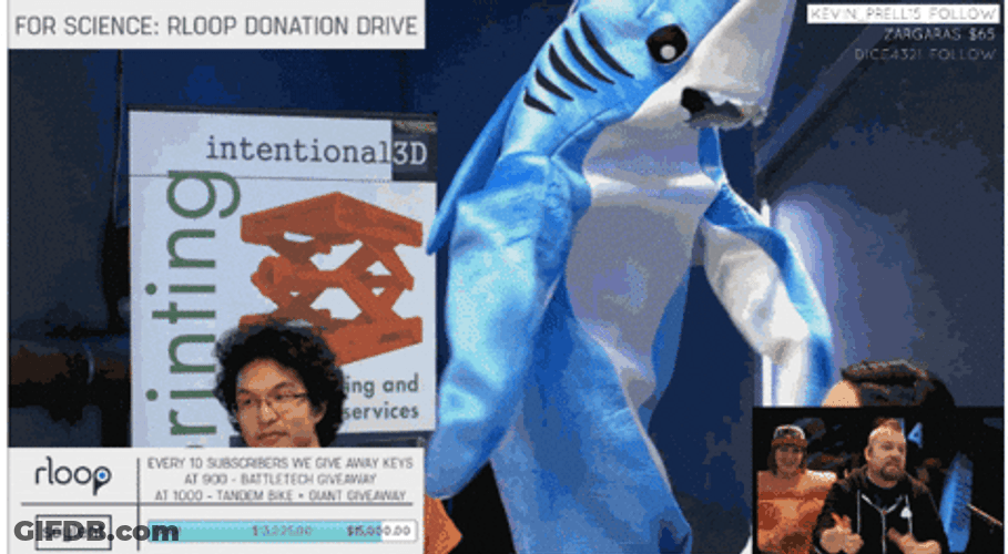 Mascot Dancing Shark On The Crowd GIF