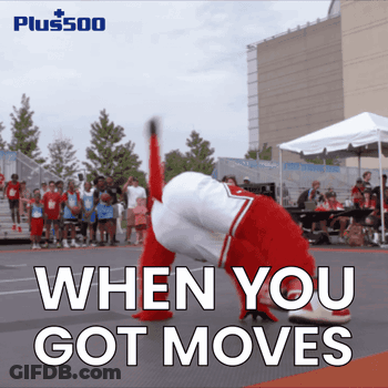 Mascot Doing Handstand Saying When You Got Moves GIF