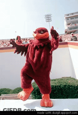 Mascot Giving Thumbs Up In Front Of Stadium GIF