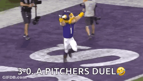 Mascot Holding Baseball Bat 3-0 Pitchers Duel GIF