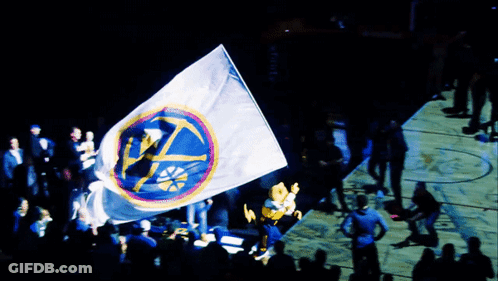 Mascot Holding Basketball Flag GIF