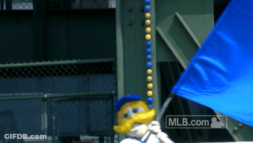 Mascot Holding Blue MLB Flag GIF