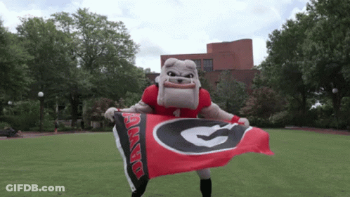 Mascot Holding Georgia Flag GIF
