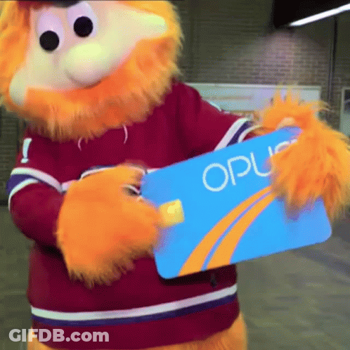 Mascot Holding OPU Card GIF