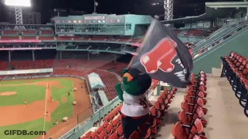 Mascot Holding Pizza Hut Flag GIF