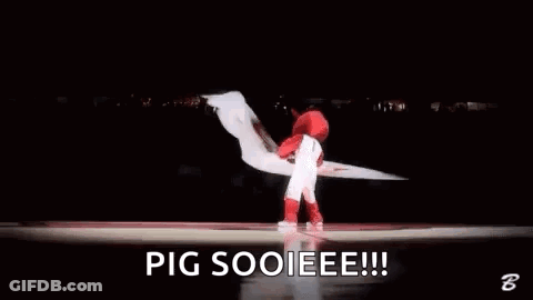 Mascot Holding Red And White Flag On Basketball Court GIF
