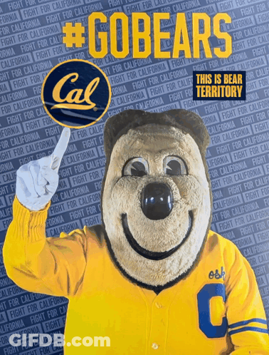 Mascot Holding Sign Saying Gobears GIF