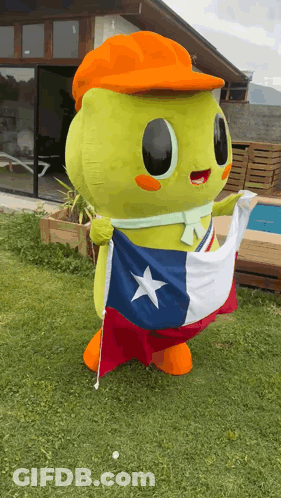 Mascot Holding Texas Flag GIF