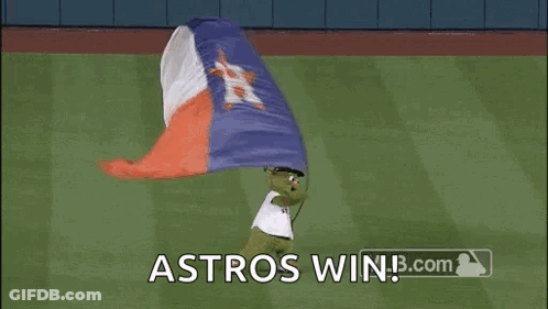 Mascot Holding Texas Flag Astros Win GIF
