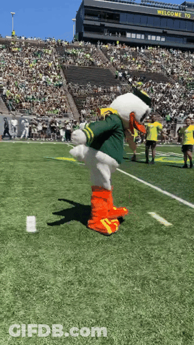 Mascot Holding Welcome Sign GIF